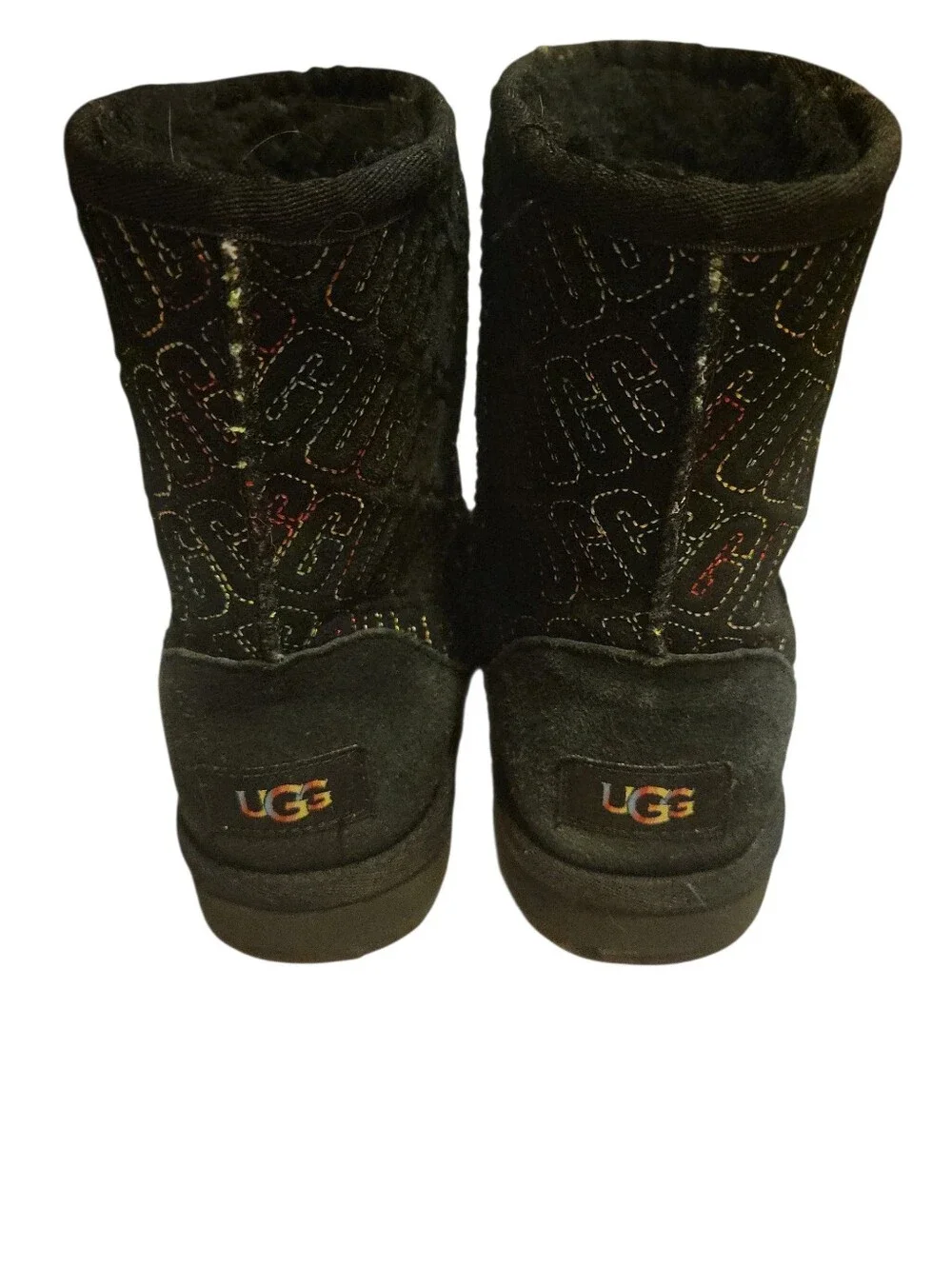 UGG Kids Black All Over Logo Boots